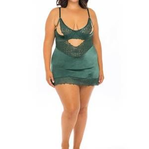 NEW OH LA LA CHERI louisa botanical babydoll - plus in dark green